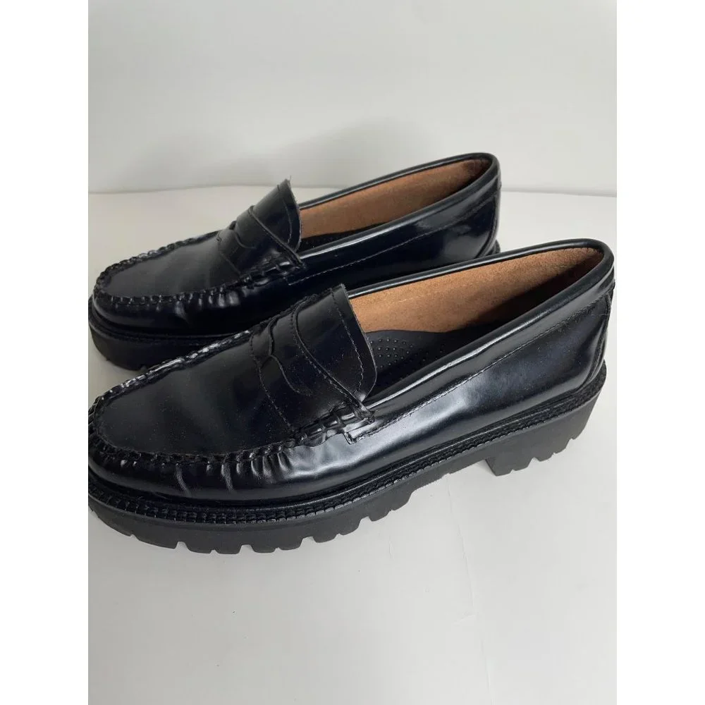 New Weejuns by G.H. Bass Whitney Super Lug Sole Penny Loafer Size 6 Black - Picture 2 of 8